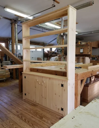 Unfinished Bookcase in the workshop at Early New England Homes