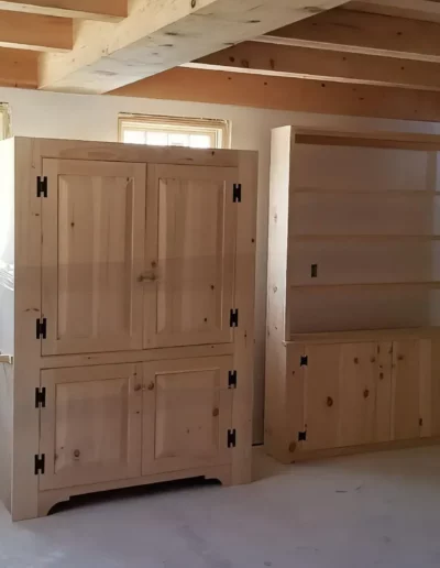 Unfished Media Cabinet and Bookcase in an Early New England Home that is under construction