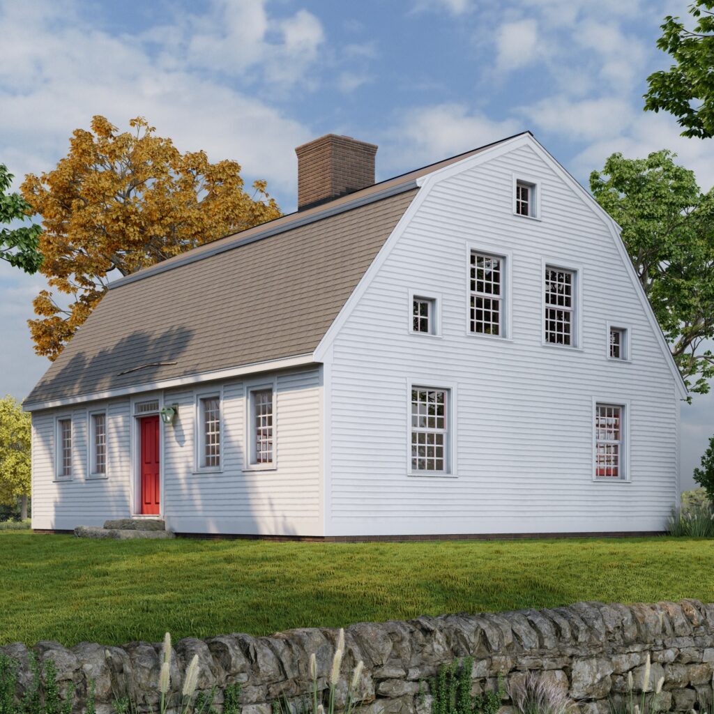 White Gambrel style home from Early New England Homes